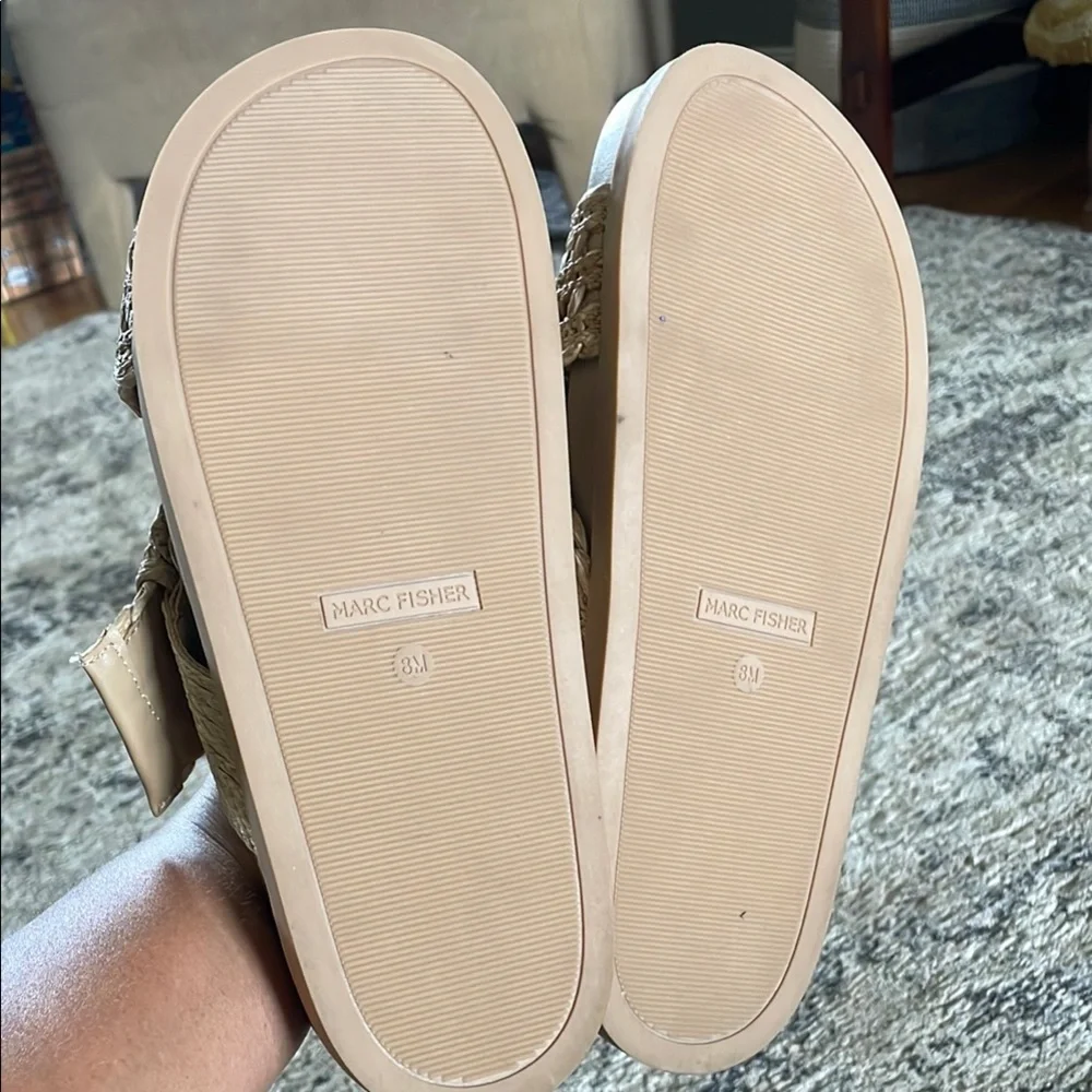 Marc Fisher Tan Woven crochet Slide Sandals NEVER WORN! - Picture 5 of 7